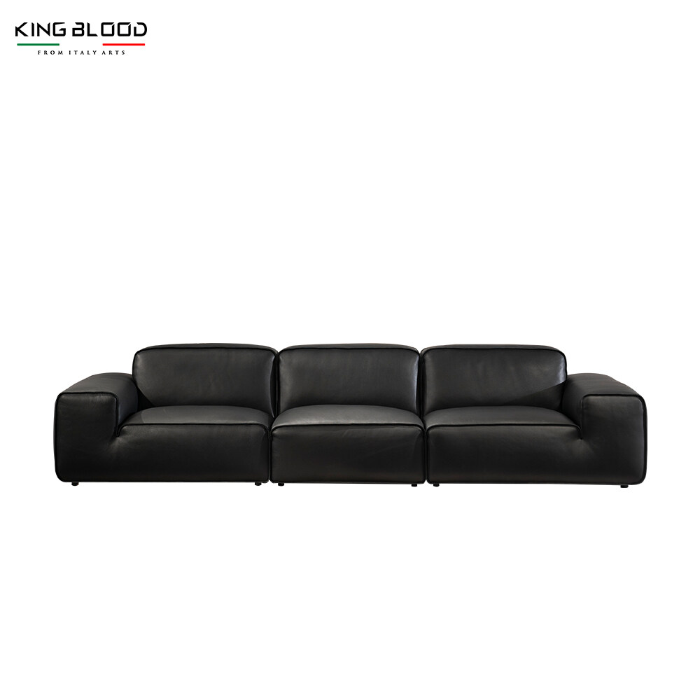 Living Room Black Luxury Leather Sofa